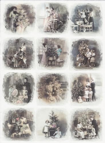 Zita´s Creative rispapper A4 – miniatyr gamla porträtt jul Motiv halmsilke, halmsilkespapper, decoupage papper