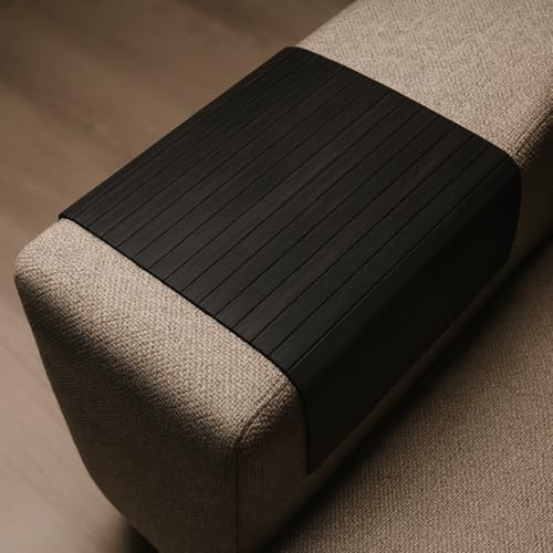ABACHI Vassoio in legno naturale per divano, resistente al calore, supporto per bevande e snack, sottobicchieri, decorazione e regali (42x32 cm) (nero)