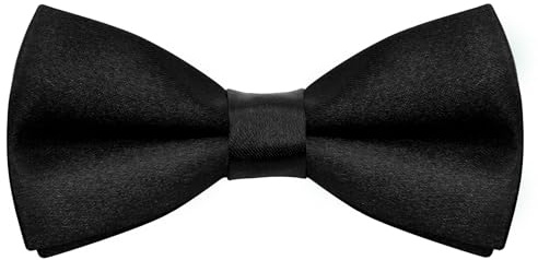 Bskifnn Kids Bow Ties Solid Color Satin Bow Tie for Child Boys Toddlers Wedding Party Dress up (Black, kids)