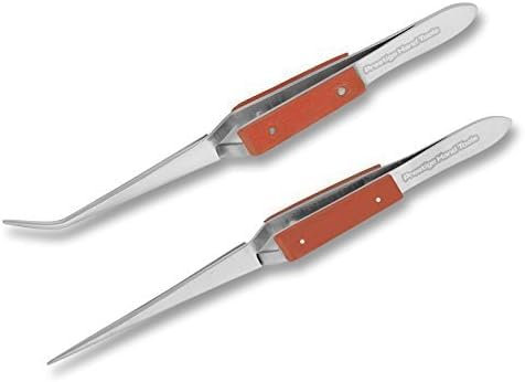 Lötpinzette, umgekehrte Aktion, Kreuzpinzette, Fasergriffpolster, gezackte Backen, freihändige Uhrenschmuckherstellung, Werkzeuge, gerade und gebogen, 16 cm PTL®