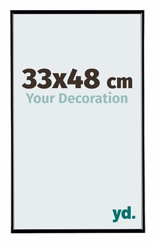 yd. Your Decoration - Cornice 33x48 cm - Nero Lucente - Decorativa Parete in Plastica con Vetro in acryl - Antiriflesso - 33x48 Cornice - Evry