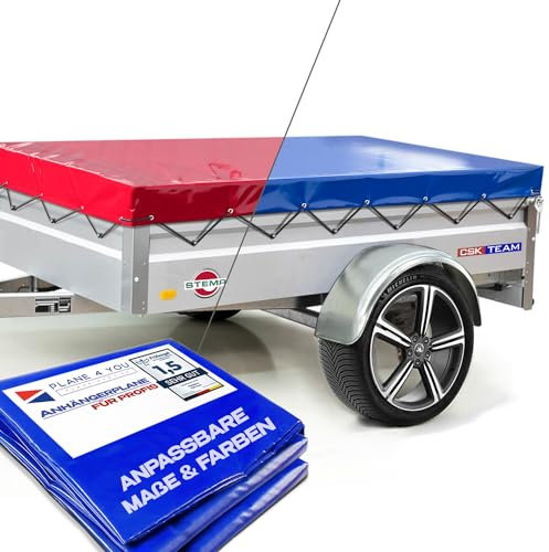 Anhängerplane für Stema Anhänger - Flachplane nach Maß in 15 Farben - Abdeckplane Wasserdicht - mit Anhänger Zubehör - Anhänger Plane aus PVC ca. 700 g/m² (Personalisiert, nach Maß)