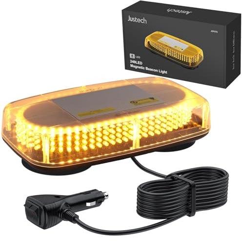Justech 240 LED Car Warning Light Amber Magnetic Emergency Flashing Beacon Light Warning Strobe Light Bar for 12V-24V Truck Car Vehicle Tractor Trailer