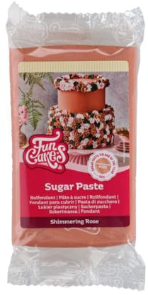 FunCakes Pasta De Azúcar Shimmering Rose, Fondant, Fácil de usar, Sabor Vainilla, Óptimo para la Decoración de Tartas, 250 g