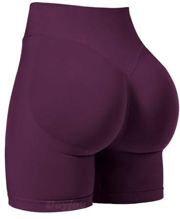 VOYJOY Women Workout Impact Shorts 2.5/ 3.6/ 4.5/ 6 Scrunch Butt Lifting Gym Seamless Booty Biker Shorts, Black Cherry, XL