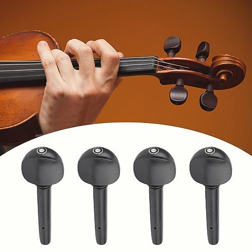 Stämpinnar för Fiol, 4 St Massivt trä Violinpinnar Violinsträngar Skaftstämningspinnar Violinsträngar för 1/8 Violin 1/2 Violin 1/4 Fiol (1/2 fiolpinnar, ebenholts med fiskögon,