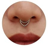 LunarCharm 2 piezas de anillo nasal septum apilado en plata, 16G aros, acero inoxidable 316L, clicker de septum de 12mm, piercing de nariz, piercing corporal anillos de labios
