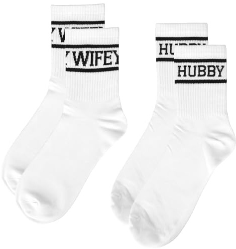 Mikovivi 2 Paia Set di Calzini per Coppie, Morbido Cotone Calzini per Marito e Moglie for Matrimonio Anniversario Coppia Regalo Sposi