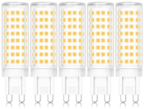ZYGODLUK G9 Lampadine Led 10W, Bianco Naturale 4000K 10W Equivalente 100W Lampada Alogena, AC100-240V, 100LEDS Angolo a fascio 360 °, Non Dimmerabile, Nessun Sfarfallio Lampadina Led G9, 5 Pezzi