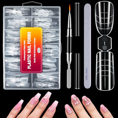 MELLIEX 120 Pezzi Unghie Finte Nail System Dual Nail Form, Doppia Estremità Extension Unghie con Design Ovale e Quadrato per Nail Art Salon Nails Design