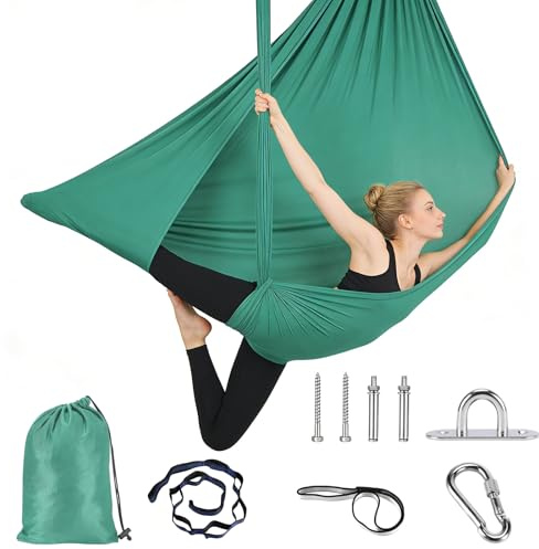 Staranry 150 x 340 cm Hamaca con Accesorios de Instalación | Hamacas Colgantes Nailon Sin Costuras, Accesorios Completos, Hamaca para Acampar, Viajar, Jardín, 250 KG, Capacidad de Carga