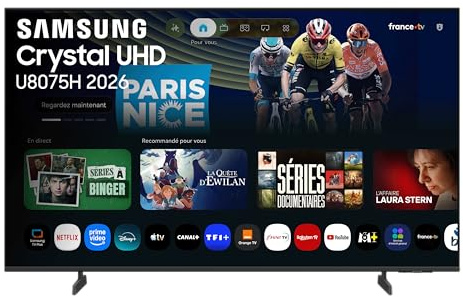 Samsung TV 43 Pulgadas Crystal UHD U8075H 4K Smart TV, con Vision AI Companion, Crystal Processor 4K, Dynamic Sound Pack TV Plus, Cine y Series