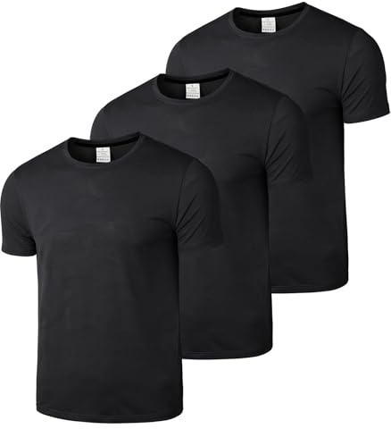 Superora Paquete de 3 camisetas deportivas para hombre, de secado rápido, para correr, entrenamiento, manga corta, malla transpirable con patrón de camuflaje jacquard