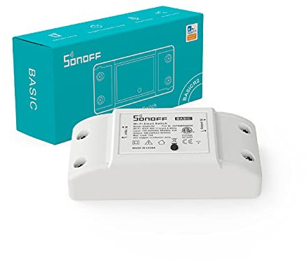 SONOFF BASIC R2 Interrupteur Connecté WiFi, Commutateur Intelligent Compatible avec Alexa/Google Home, 10A/2200W, Contrôle à Distance, Commande Vocale, Fonction de Temps, Aucun Hub Requis