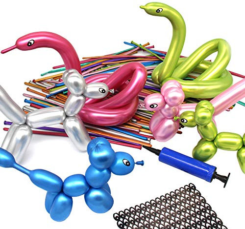 100 Stück Metallische modellierballons, 260Q Lange Luftballons für DIY gedrehte Tierblumen, Magische Chrom-Latex-Luftballons zum Modellieren von Hochzeiten, Geburtstagen, Jubiläen, Blumendekorationen