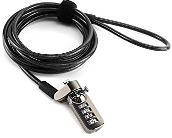 QWORK® Laptop-Schloss, 1,8 m, universelles Notebook-Zahlenschloss, Sicherheitskabel, 4-stelliger Passwortschutz für Notebooks, Projektoren, LCD- und Plasma-Bildschirme, schwarz Laptop Schloss