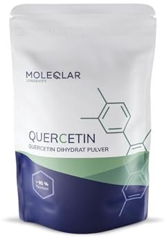 MoleQlar Quercetin Pulver hochrein - 60g veganes Premium Quercetin Dihydrat Pulver - 400mg pro Portion - inkl. Dosierlöffel - Pflanzliches Bioflavonoid aus dem jap. Schnurbaum