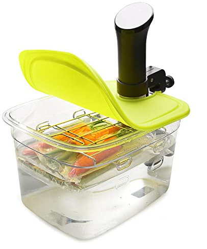 EVERIE Versatile 12-Quart Sous Vide Container with Built-in Rack and Collapsible Silicone Lid Compatible with All Sous Vide Cookers, EVC-1202-TYGJ New Model of 2022