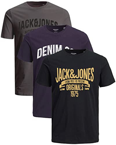 JACK & JONES Herren 3er-Set T-Shirts aus Baumwolle (Slim-fit Mix Opt 1, 3XL)