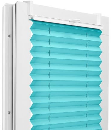 Fenster DEKOR - Plissee Klemmfix ohne Bohren Breite 100 cm x Höhe 230 cm - Fenster Plissees innen Helles Seegrün - Faltrollo Blickdicht - Faltrollos einfach zu montieren - Blissett Rollo