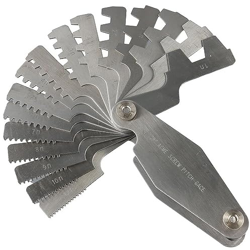HOBBYIN 16pcs 29 Degree Acme Screw Pitch Gauge, Stainless Steel Thread Pitch Measuring Tool for Industrial Measurement, Universal Wide Application T-Thread Cutting Gage