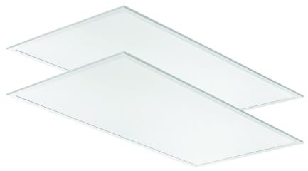 Lithonia Lighting CPX 2x4 LED Flat Panel Light, 2 Ft. x 4 Ft. LED Light Panel, Ceiling Lighting Fixture, 4000/5000/6000 Adjustable Lumens, 3500K/4000K/5000K CCT, Smooth Satin Lens, White (2-Pack)