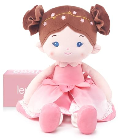 LeyaDoll - Bambola di pezza morbida per neonate (40,6 cm), prima bambola di straccio per bambina di 1 anno, regalo di compleanno, regalo di Natale in peluche per bambini piccoli e neonati - Fiore