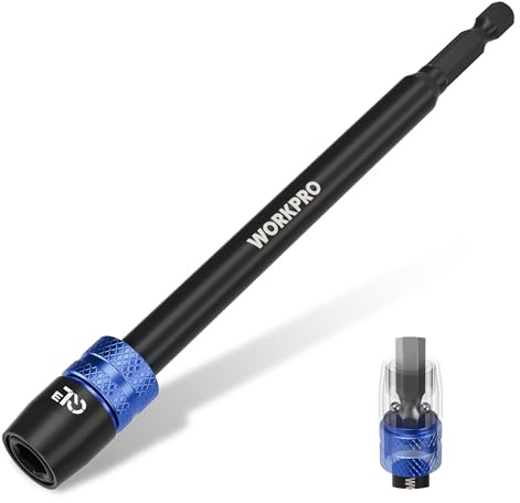 WORKPRO Drill Bit Extension, 6 Drill Screwdriver Bit Holder for Impact Driver Bits, 1/4 Inch Hex Shank Quick Release Extension Adapter, Ideal for Nuts, Drills and Socket Driver Adapters