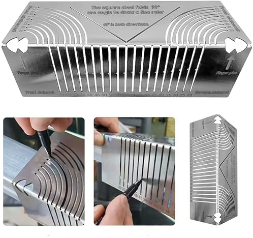CUweipeng Precision Angle Arc Marking - All-in-One Precision Angle & Arc Marking Tool Linear Arc Dual-Purpose Metal Marking Ruler Multi-Functional Square Pipe Bending Tool Steel Tube Cutting Guide