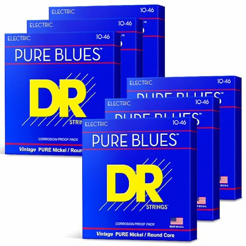 DR Strings PHR-10-6PK Pure Blues Pure Nickel Electric Guitar Strings - .010-.046 Medium Factory, 6-pack
