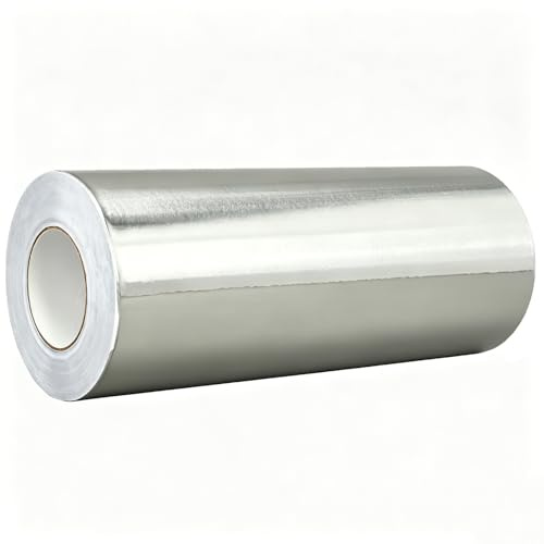 bimiti 30CM x 50M Aluminium Folienband Selbstklebend, 0,08mm Dickes Aluminium Klebeban, Hitzebeständig, Wasserdicht, für HVAC, Rohrisolierung, Kaminabdichtung, Reparaturen