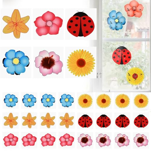 30 st effektiv flugfälla fönster, frukt fönster klistermärke vagga, fruktflugfälla, blommig frukt flugfälla, för rymdflygning inomhus