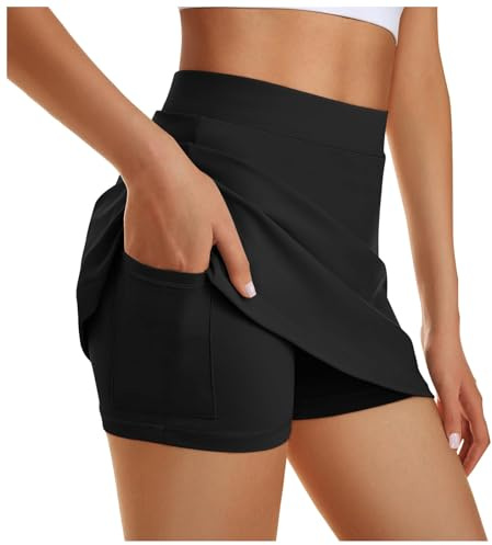 Generisch Leggins Short Herren Damen Activewear Active Bottoms Damen Sportshorts mit breiten Bund Yogahosen für Damen Sport & Outdoor Peach Hip Fitnesübungen Sporthose Damen Kurz Eng Rot, Negro , L