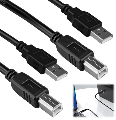 2 PCS Cable USB B MIDI para Instrumentos 1.8M, Cable Impresora USB 2.0 Tipo A a Type B Compatible Con Piano Controlador Midi Teclado Midi Grabación Interfaz de Audio HP Epson Brother Canon Lexmark