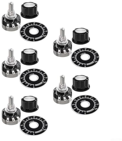 Shophubio Potenziometro rotativo a pellicola di carbonio a rotazione singola da 10K Ohm per RV24YN20S e B103, con manopole e quadranti regolabili