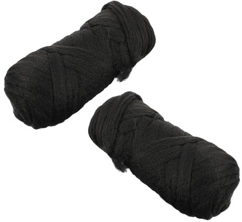 HEALLILY Hilo de Peluca de Polipropileno Negro sin Olor para Trenzas, 2 Rollos Ideales para Fiestas y Uso Infantil