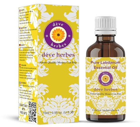 Deve Herbes Pure Labdanum Essential Oil (Cistus ladaniferus) Steam Distilled 15ml (0.50 oz)