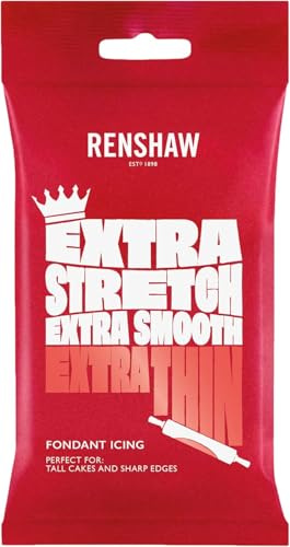 Renshaw Red Extra Stretch, Smooth & Thin Fondant Icing, 1 kg (Pack of 1) | Versatile, Durable Ready to Roll Icing, for Large Cakes, Cookies, Decorating & Modelling, Easy to Use for All Skill Levels