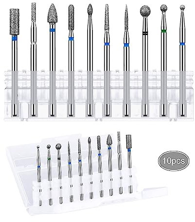 10 Pezzi Punte Fresa Unghie,Punta da Trapano per Fresa Manicure Elettrica Professionale Accessori per Lucidatura,Rimozione Gel, Pelle Morta, Strumenti per Manicure (03)