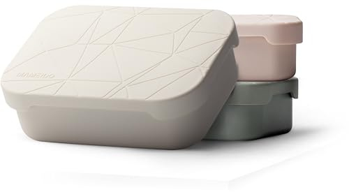 MAMEIDO Porta Pranzo acciaio inox 1200 ml, Divisorio Flessibile e Coperchio Silicone, Lunch Box per Adulti, Porta Merenda Bambina, Schiscetta Pranzo con Scomparti (Ivory Beige)