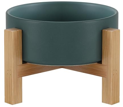 Gamelles surélevées en céramique Verte pour Chat avec Support, gamelles surélevées pour Nourriture ou Eau pour Chat avec Coussinet en Caoutchouc antidérapant, Anti-Stress pour Chats et Petits Chiens
