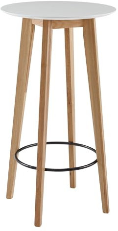 FineBuy Stehtisch 60x110x60 cm Weiß, Bartisch für 4 Personen, Moderner Tisch für Bar, Design Partytisch Holz, Hochtisch Eiche Skandinavisch