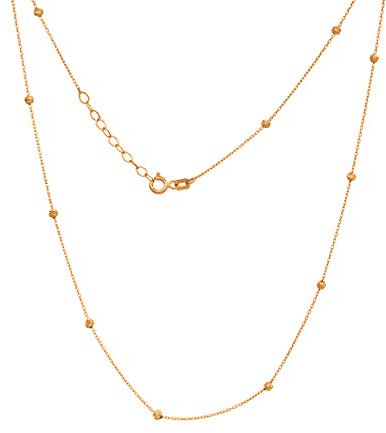 Goldene Damen Halskette 585 14k Gold Gelbgold Kette mit Anhänger Kugel Gravur