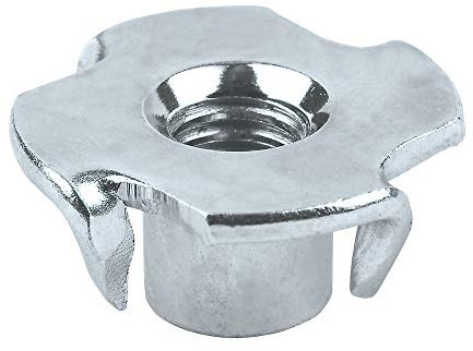 M6 Tuercas de 4 Dientes (Paquete de 50) Tuerca de Garra Acero Zincado para Muebles de Madera T-Tuerca Din 1624