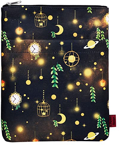 LParkin Night Sky Buchhülle mit Reißverschluss, 28 x 21,5 cm, himmlischer Buchschutz für Taschenbücher und Hardcover für Buchliebhaber, wasserdichte Fronttasche