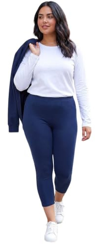 Roman Cropped Legging for Women UK Ladies Capri Pants Stretch Crop Trouser Yoga Gym Shorts Cotton Elasticated High Waist 3/4 Length Sports Workout Regular Plus Size
