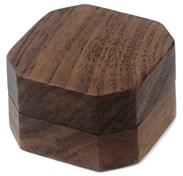 Tighall Black Walnut Wood Portable Proposal Ring Box, Octagonal Ring Box Jewelry Gift Box for Wedding, Engagement