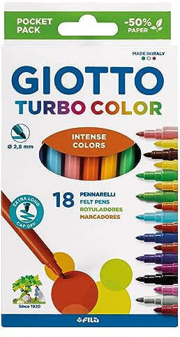 Giotto Turbo Color 18 Pennarelli Punta Fine Colori Assortiti Ricambio Astuccio