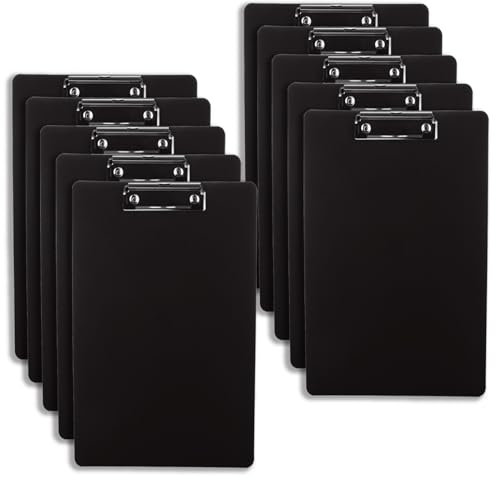 LDHHYH 10 Stück Kunststoff klemmbretter A4, kunststoff Klemmbretts A4 mit Metalklemme und Aufhängeose, klemmbrett kunststoff Schwarz Zwischenablage für Schule,Zuhause, Büro