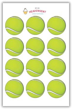 24x Pre-cut Tennis Balls 4cm Edible Thick Standing Cupcake Toppers Birthday Party Cake Decorations